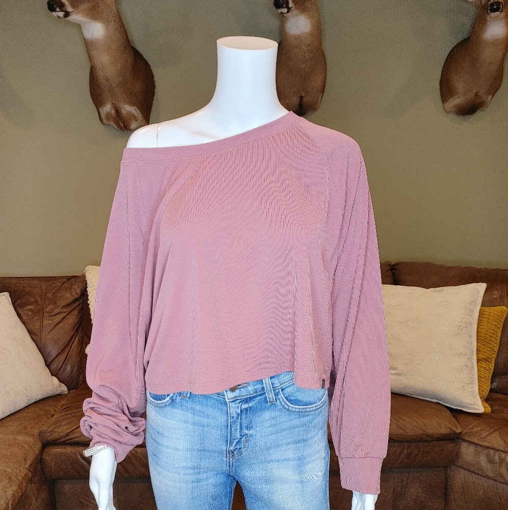 VICTORIA'S SECRET MODAL BLEND RIBBED CROP TOP, DUSTY PINK XL